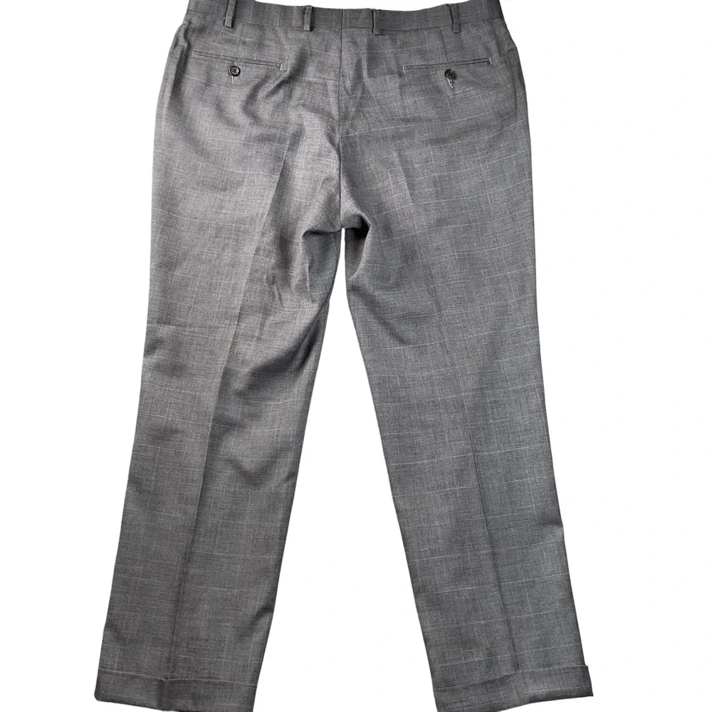 Ralph Lauren Dress Pants‎ Mens 38x30 Grey Pleated Plaid Cuffed Trousers
